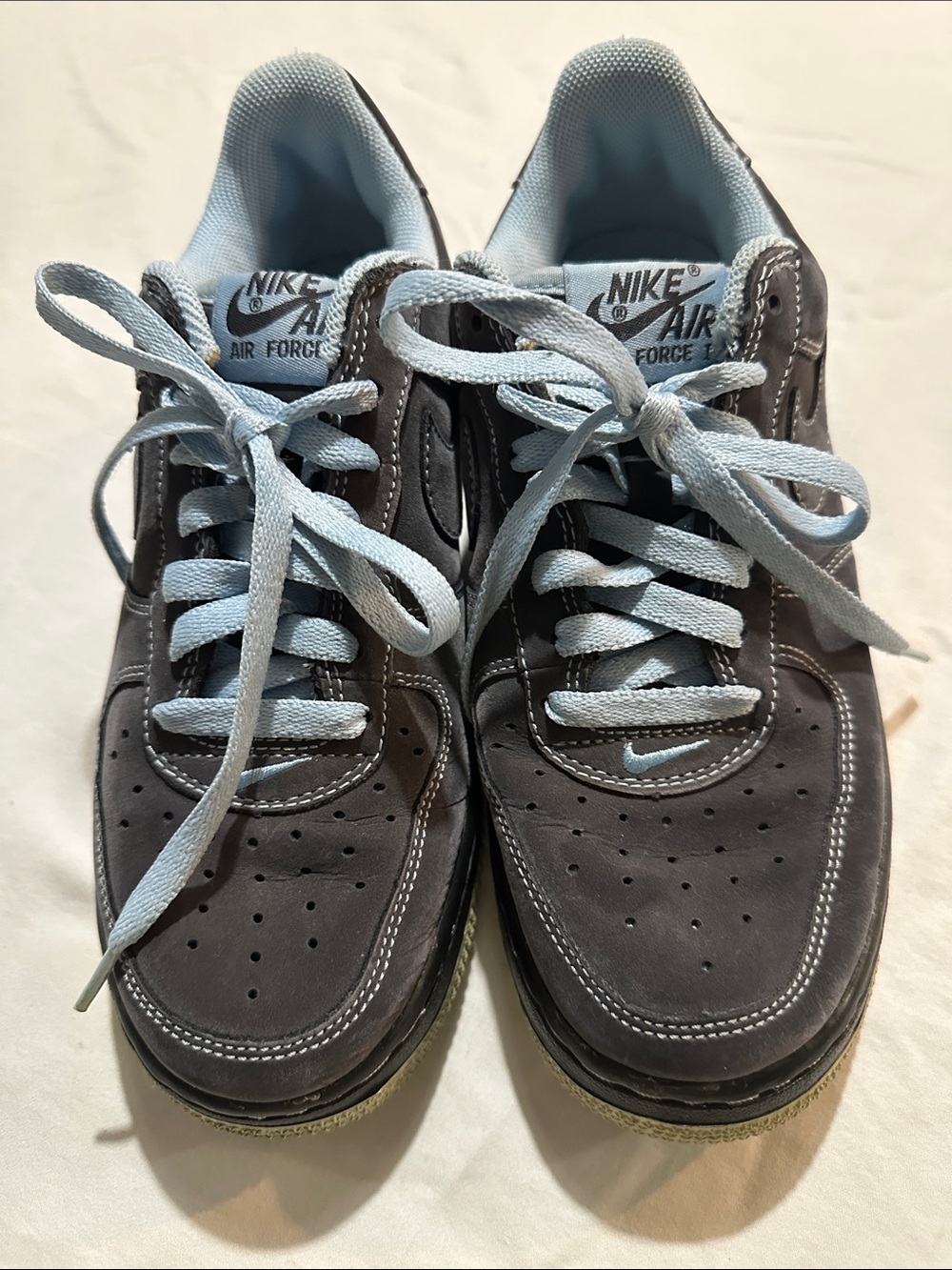 Nike Kids Air Force 1 Sneakers - Gray and Light Blue